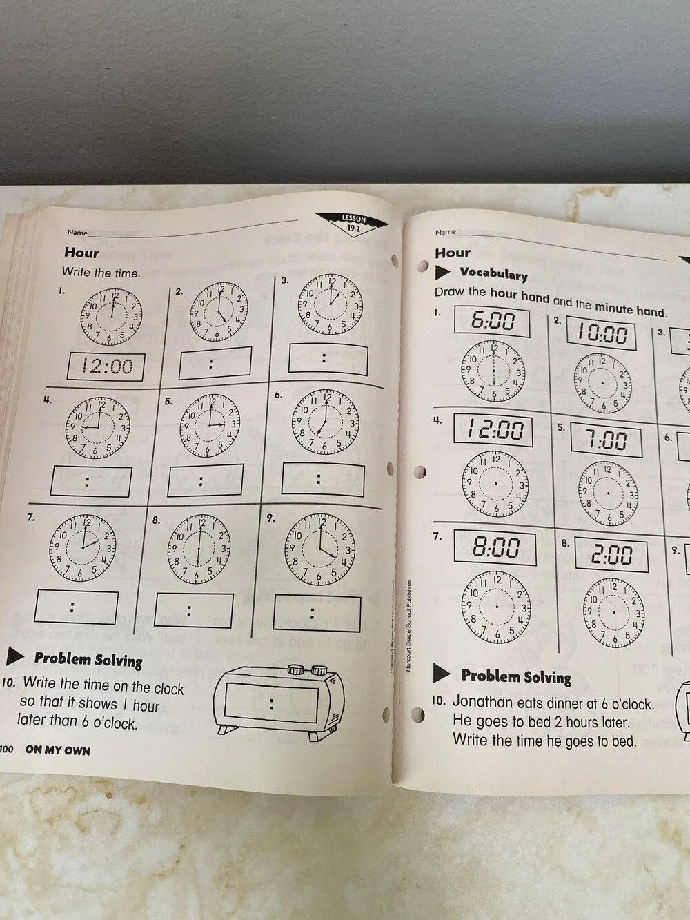 Harcourt Math Advantage Practice On My Own Student Workbook